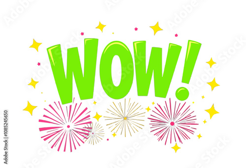 Comic Book Wow! Exclamation with Fireworks