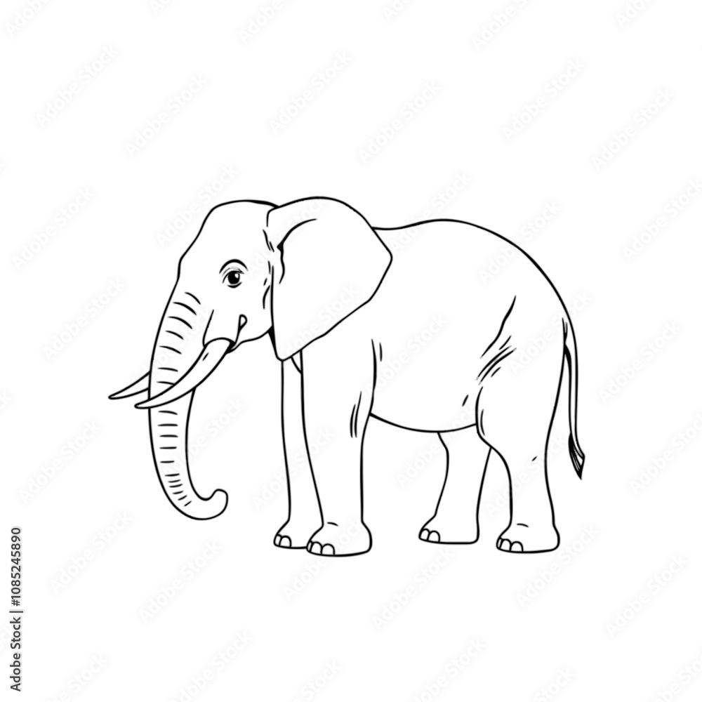 Fototapeta premium African Elephant Line Art