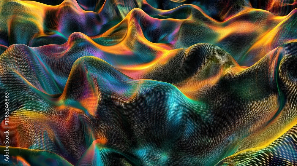 Obraz premium A colorful, abstract image of a wave with a rainbow pattern