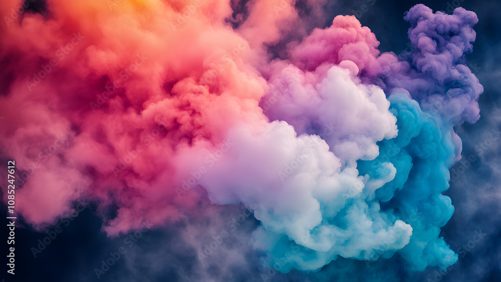 Fototapeta premium A colorful cloud of smoke with a blue and pink swirl
