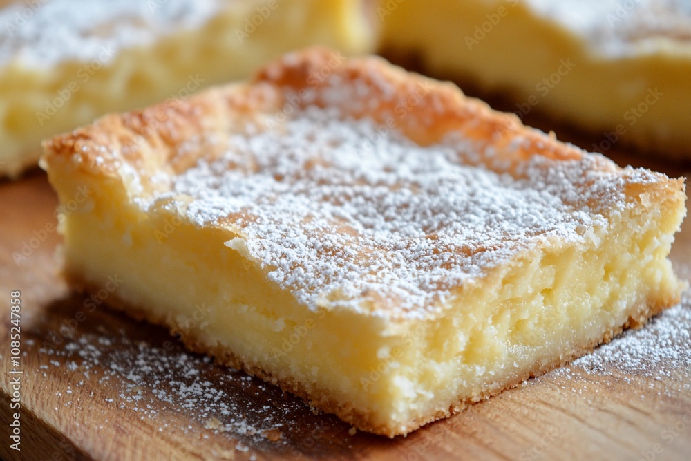 Delicious Creamy Lemon Bars with Powdered Sugar Topping Delicious Creamy Lemon Bars with Powdered Sugar Topping