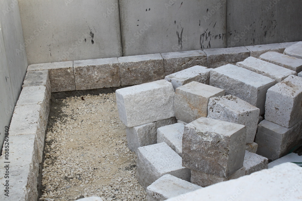 Errichten einer Steinmauer im Garten Errichten einer Steinmauer im Garten