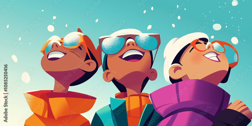 Fototapeta premium Snowy Adventures for Kids During the New Year Break