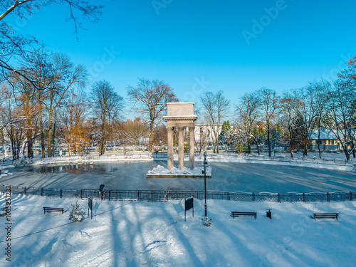 Aerial view of the General Jozef Bem Mausoleum in Tarnow, Poland. photo