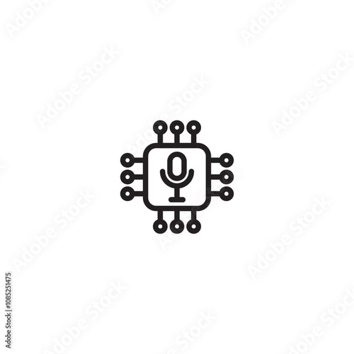 Chip voice recognition icon sign. Processor on voice icon. Editable icon.