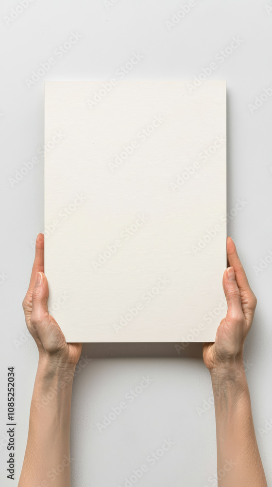 person holding blank canvas with both hands, ready for creativity. This captures essence of artistic expression and potential person holding blank canvas with both hands, ready for creativity. This captures essence of artistic expression and potential