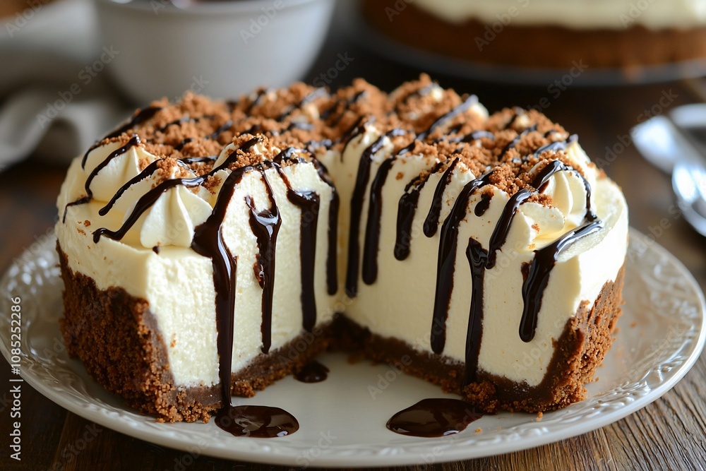 Delicious No-Bake Chocolate Cream Cheesecake with Chocolate Drizzle Delicious No-Bake Chocolate Cream Cheesecake with Chocolate Drizzle