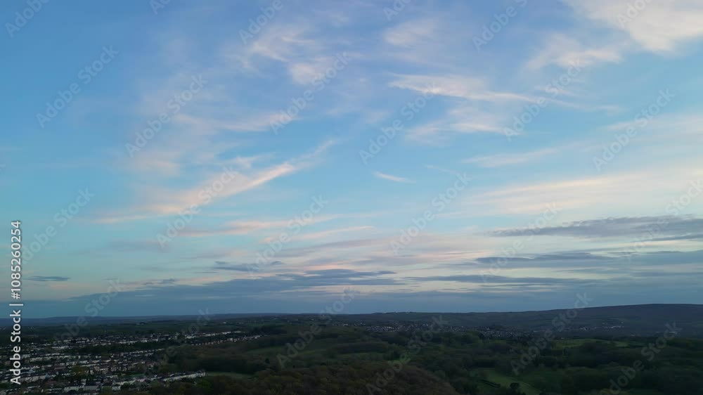 Beauchief Residential Homes, Sheffield, England United Kingdom During Sunset. Aerial Footage Was Captured with Drone's Camera From Medium High Altitude on April 30th, 2024 Beauchief Residential Homes, Sheffield, England United Kingdom During Sunset. Aerial Footage Was Captured with Drone's Camera From Medium High Altitude on April 30th, 2024