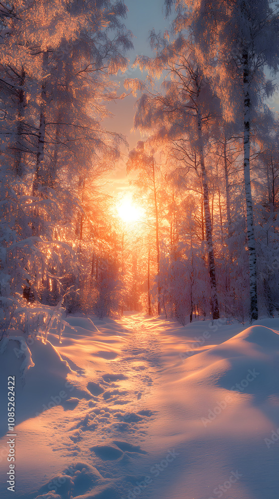 A serene winter scene with a bright blue sky covered by a blanket of white snow, the trees standing tall with snow-covered branches, creating a peaceful and tranquil atmosphere, symbolizing the beauty A serene winter scene with a bright blue sky covered by a blanket of white snow, the trees standing tall with snow-covered branches, creating a peaceful and tranquil atmosphere, symbolizing the beauty