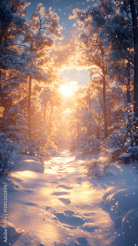 A serene winter scene with a bright blue sky covered by a blanket of white snow, the trees standing tall with snow-covered branches, creating a peaceful and tranquil atmosphere, symbolizing the beauty A serene winter scene with a bright blue sky covered by a blanket of white snow, the trees standing tall with snow-covered branches, creating a peaceful and tranquil atmosphere, symbolizing the beauty