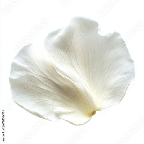 soft white flower petal with delicate texture, showcasing intricate veins and gentle appearance. This elegant petal embodies purity and simplicity, perfect for various artistic uses