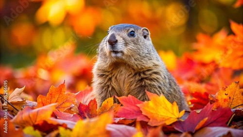 prairie dog in autumn forest
