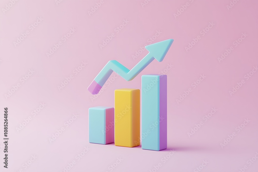 Pastel Bar Graph Showing Upward Trending Growth Pastel Bar Graph Showing Upward Trending Growth
