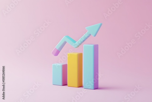 Free Download Pastel Bar Graph Showing Upward Trending Growth - GFXLoad