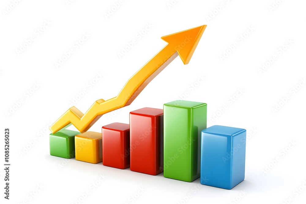Colorful Bar Graph Shows Upward Trending Growth Colorful Bar Graph Shows Upward Trending Growth
