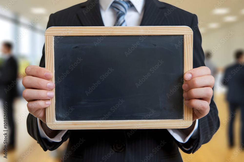 Business Person Holding Chalkboard with Date Business Person Holding Chalkboard with Date