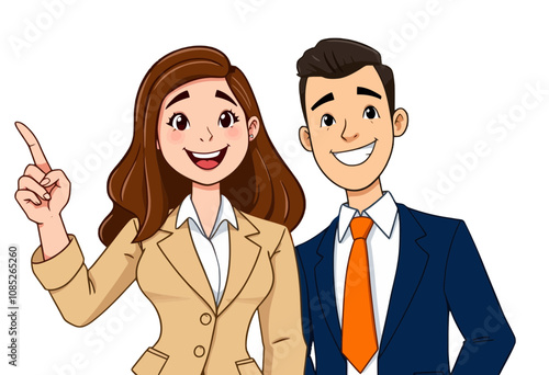 Happy Business Team Cartoon Illustration