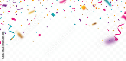 Colorful Confetti celebrations design isolated on transparent background