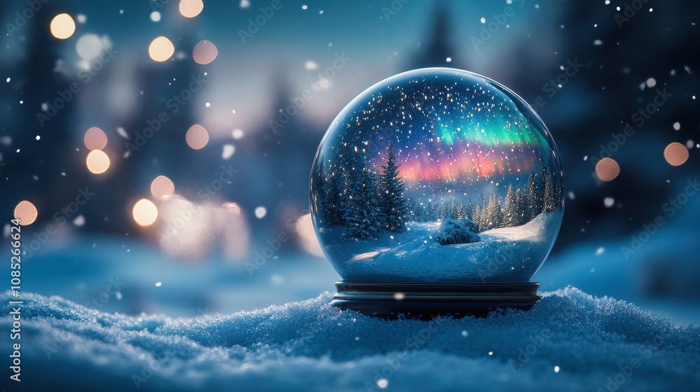 Christmas tree in Glass snow globe on red background, Christmas decorative design with white snowdrift,snowflakes,glow garland,3d decorative garland glow.Xmas Decorations,Vector illustration. Christmas tree in Glass snow globe on red background, Christmas decorative design with white snowdrift,snowflakes,glow garland,3d decorative garland glow.Xmas Decorations,Vector illustration.