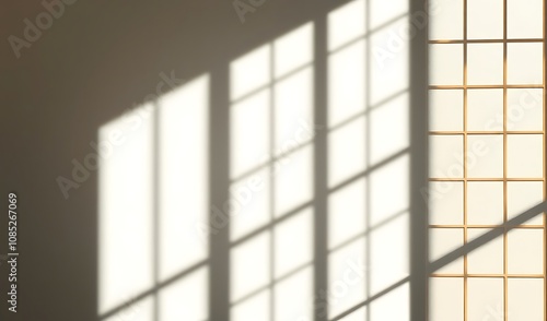 Sunlight Streaming Through a Window, Casting Shadows on a Shoji Screen. AI Generated