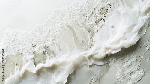 Abstract White and Gray Textured Substance, Possibly Paint or Cream