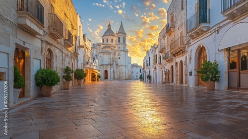 Fototapeta Naklejka Na Ścianę i Meble -  Sunrise Over the  Historic Cityscape of Ostuni, Italy