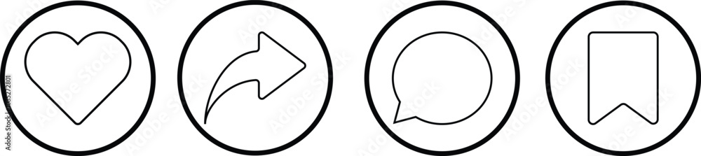 Icon Set Post Social Media, Like, Save, Comment and Share, social media vector
Icon Set Post Social Media, Like, Save, Comment and Share, social media vector