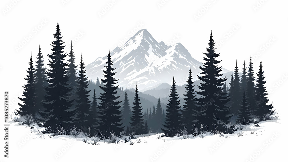 Fototapeta premium Mountain view logo isolated on white