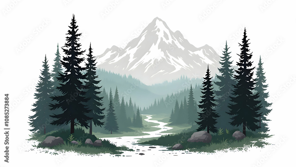 Fototapeta premium Mountain view logo isolated on white