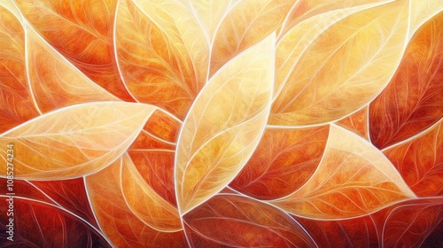 A seamless background of vibrant autumn leaves layered together, highlighting their diverse shapes and colors.