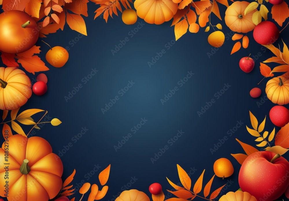 pumpkins and autumn maple leaves on dark blue background thanksgiving day concept 16x9 banner copy space pumpkins and autumn maple leaves on dark blue background thanksgiving day concept 16x9 banner copy space