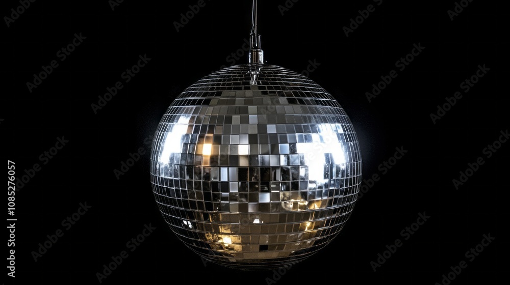 Obraz premium A silver disco ball hanging from a ceiling