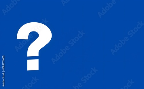 White Question Mark on Blue Background