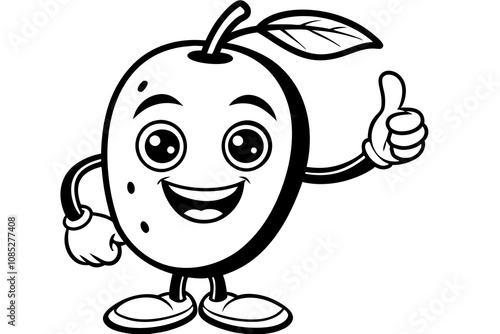 cute cartoon mango fruit character giving a thumbs vector illustration