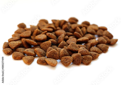 Dry food for cats or dogs on a white background