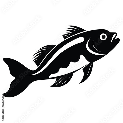 Solid color Kelp Greenling animal vector design