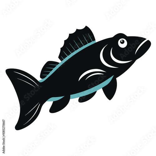 Solid color Kelp Greenling animal vector design