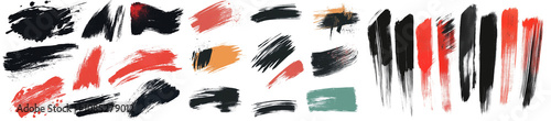 Set of Abstract grunge brush strokes vector, cut out. photo