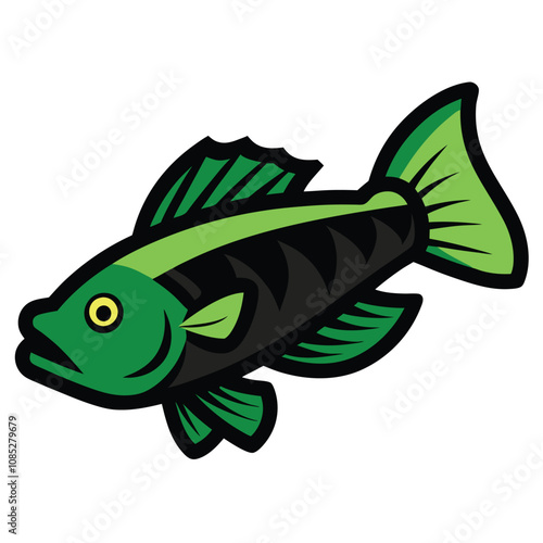 Solid color Kelp Greenling animal vector design