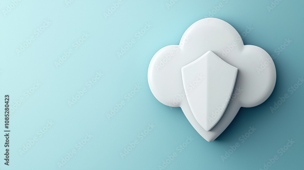 A minimalist cloud icon with a shield, symbolizing security and protection in a digital context. A minimalist cloud icon with a shield, symbolizing security and protection in a digital context.