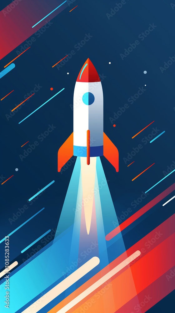 Fototapeta premium A rocket launching into space