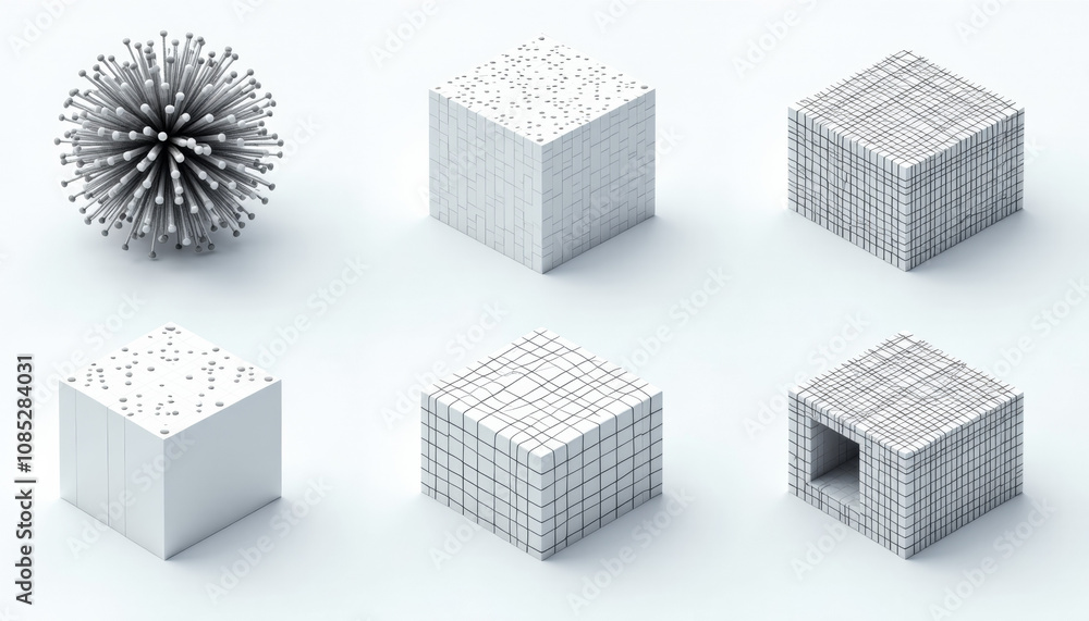 Fototapeta premium Abstract Geometric Cubes with Intricate Patterns