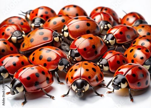 Realistic 3D Ladybugs on White Background - Documentary Photography