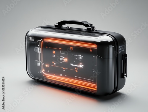 Hightech suitcase with embedded projection systems photo