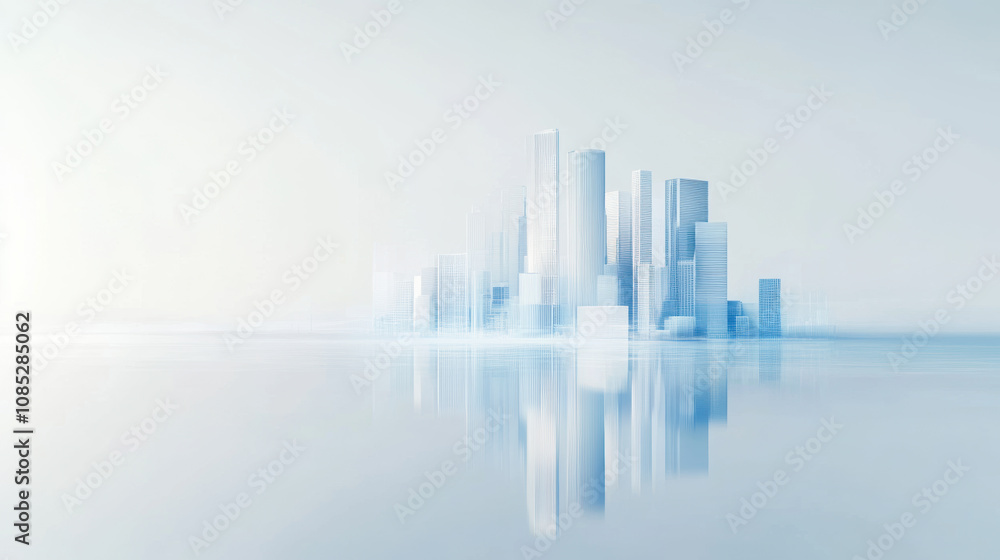 Blue and White Silhouette of a Futuristic City Blue and White Silhouette of a Futuristic City