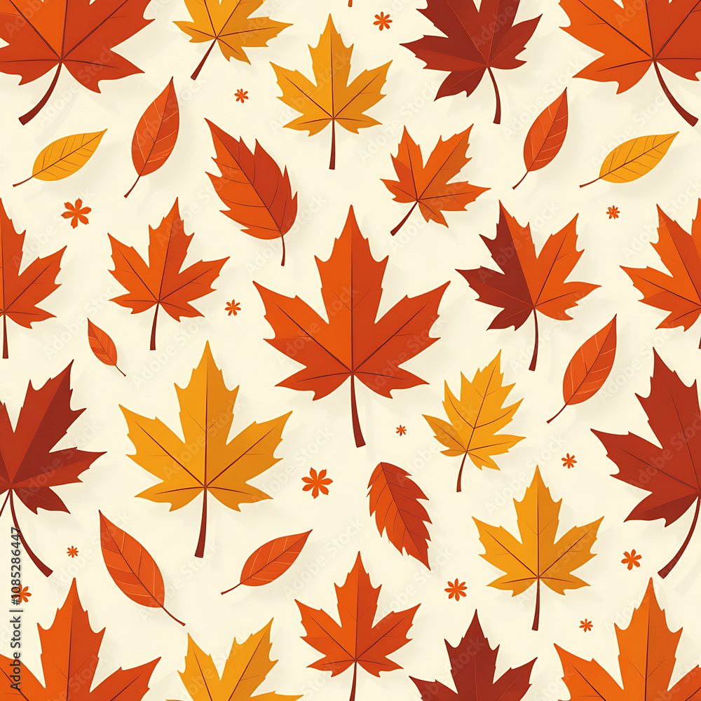 A modern flat pattern featuring autumn leaves, perfect for Thanksgiving. A modern flat pattern featuring autumn leaves, perfect for Thanksgiving.