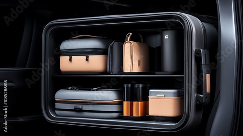 Multilayered luggage with compartments for climatecontrolled storage photo