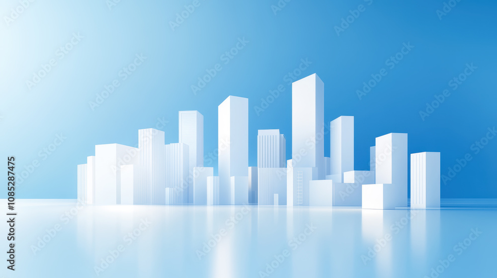 Minimalist Architectural Model Against Blue Background Minimalist Architectural Model Against Blue Background