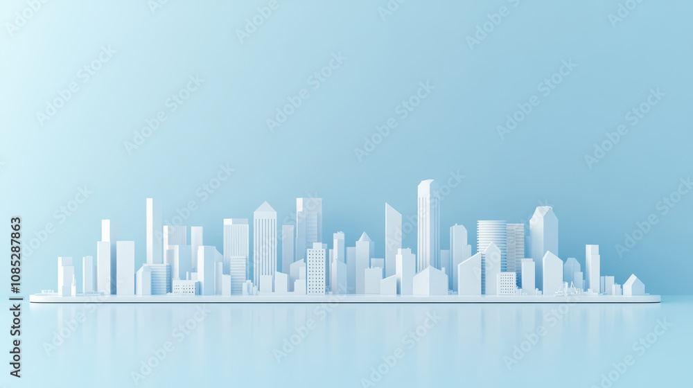 Minimalist White City Silhouette Background Minimalist White City Silhouette Background