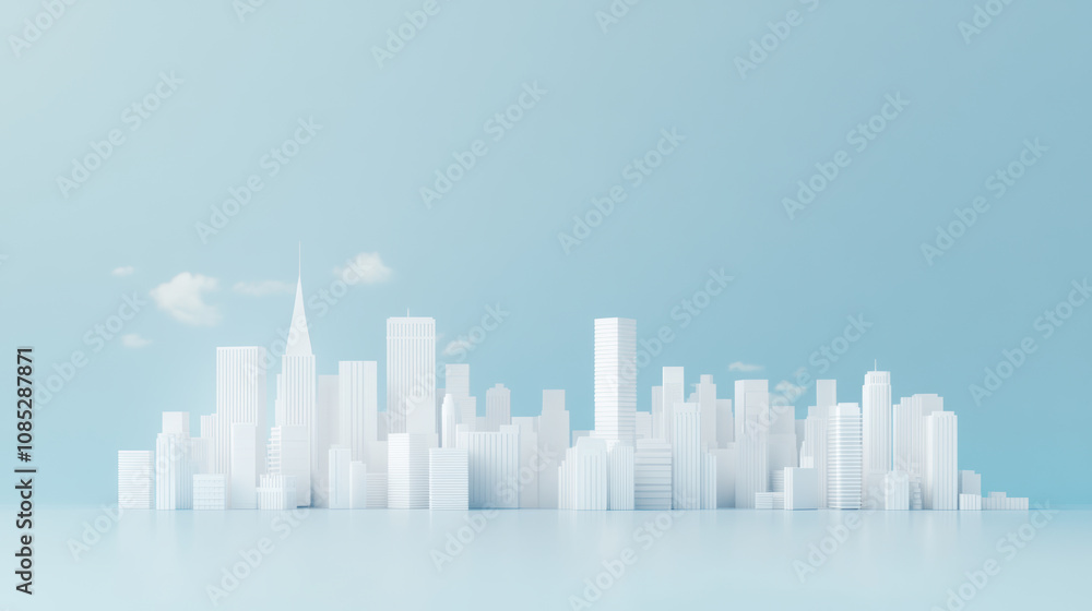 Minimalist White City Silhouette Background Minimalist White City Silhouette Background